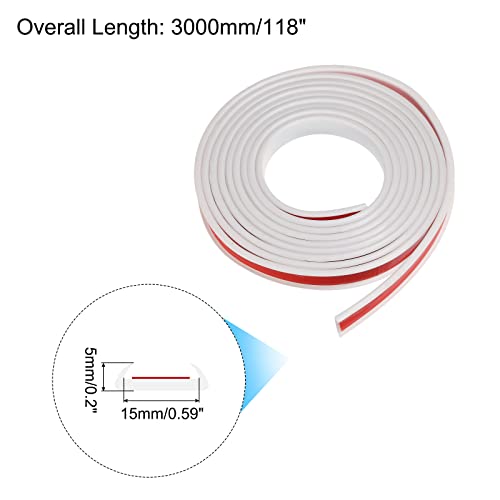 Image of uxcell U Shape Furniture Edge Banding, 3 Meters Self Adhesive Flexible Edging Trim, 5x15mm TPE Edge Guards for Cabinets Furniture Repair Restoration, White