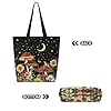 Dngkaoje Womern Canvas Tote Bags Mushroom Print Shoulder Handbag with Zipper Sunflower Shoulder Handbag for Teens Girls Travel Tote Bags for Women Foldable Reusable Grocery Bags Large #4