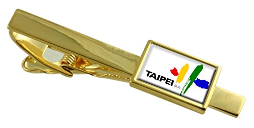 Corbata de oro clip Taipéi Taiwán pasador personalizado grabado hombre