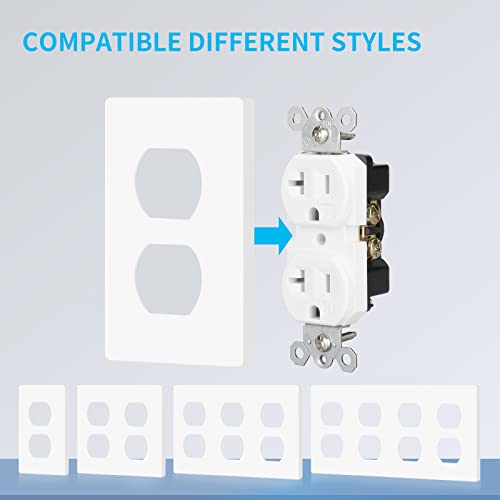 Topeler 10 Pack Tamper-Resistant Electrical Wall Outlets, 2 Pole 3 Wire, Self-Grounding Residential Grade Outlet, 20A 125V Duplex Receptacle Outlet, White, Ul Listed #TOP7