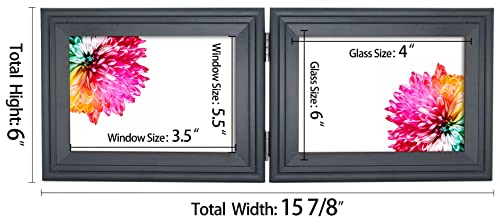 Jd Concept Double Horizontal 4X6 Picture Frame, Black Foldable Wood Frame, 4 X 6 Landscape View On Table-Top Or Wall Hanging #TOP3