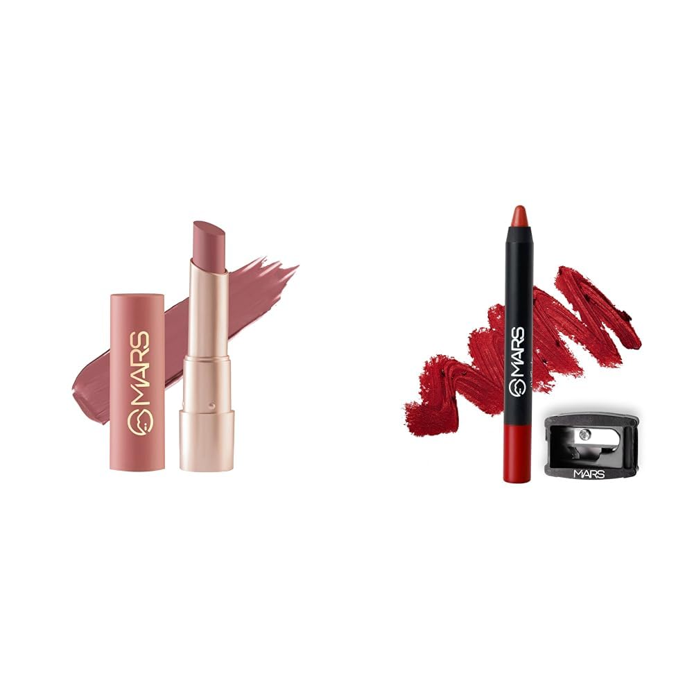 MARS Creamy Matte Long Lasting & Creamy Lipstick(3.2 gm) (11-Aerial Awe) Long Lasting Crayon Lipstick up to 12 Hours Stay Matte Finish Waterproof Lip Crayon (3.5 gm) 01-I Love Myself