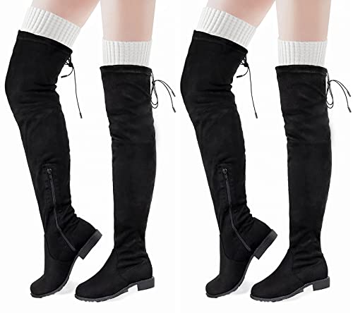 Image of Pcavin Thigh High Socks for Women, Long Cable Knit Over Knee Boot Stockings | Extra Long Fit, Cable Knit Texture, Warm Thick Knit, Winter Boot Socks, Cozy Leg Warmers, Sweater Sock Style