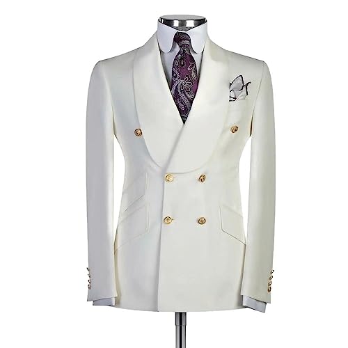 Ulnomio Men's Double Breasted Buttons Suit Coat Party Dinner Shawl Lapel Blazer2
