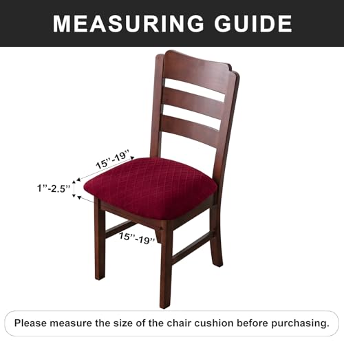 Image of Genina Waterproof Seat Covers for Dining Room Chair Cushion Covers Set of 6 | Jacquard Removable Machine Washable Kitchen Chair Seat Slipcovers,Pet Hair And Stain Protection,Stretch Chair Protector