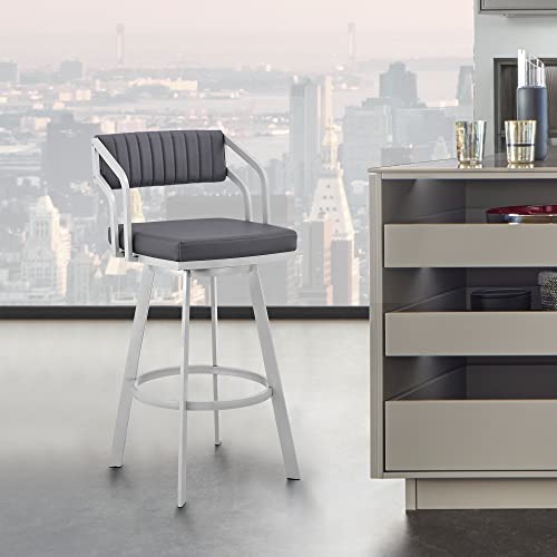 Armen Living Capri Barhocker, 76,2 cm, schiefergrau / silberfarben Cover