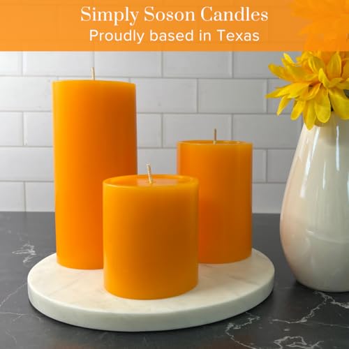 Simply Soson 3x6 inch Orange Candles Pillar, Fall Pillar Candles Set of 3, Smooth Texture, Unscented Orange Pillar Candles for Fall, Dripless Candles, 3 inch Orange Candles, Fall Candles - Thumbnail 4