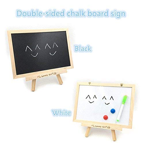 Chalkboard Sign, Double Sided Use Chalkboard And White Board With Chalk Eraser, 3 Chalk Sticks, One Chalk Marker And 2 Magnets, Mini Message Board With Sturdy Tripod By Fezep #TOP1