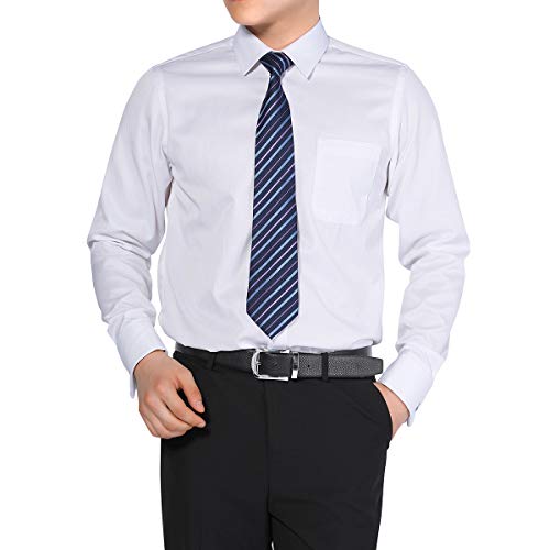Cloudstyle Men's Dress Shirt Slim Fit Button Down Stripe Checked Shirt2