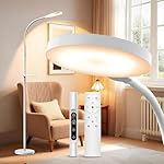 Light Therapy Lamp, 3-in-1 Floor Lamp 11000 Lux, Sunlight Lamp with Remote & Timer, LED UV-Free Sun Lamp with Adjustable 10 Brightness & 5 Color Temperature for Living Room Bedroom Office, White