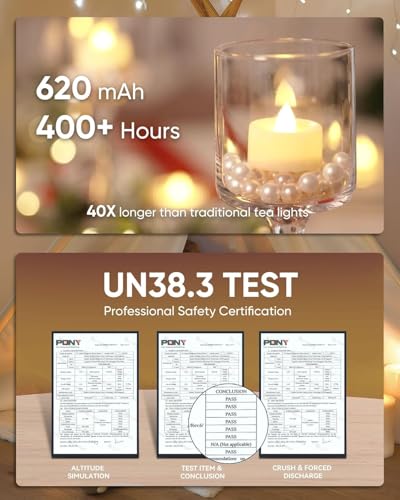 Homemory 12er LED Flackernde Teelicht, Kerzen mit Fernbedienung,400+ Std – Ansicht 6