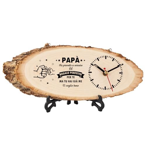 KAAYEE Regalo Papà, Regalo Papa Compleanno Legno Orologio Da Parete, Idee Regali per Papà, Natale Regali per papà da parte di figlia e figlio (REGALO PERFETTO)