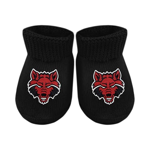 Baby Bootie Sock - Arkansas Red Wolves - Black - Newborn - 6 Mos