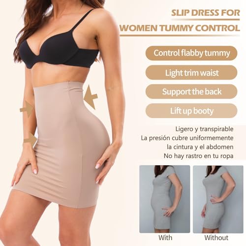 Prontiaduscire Shapewear Rock für Damen, hohe Taille, unsichtbar, Bauchweggürtel, schlankmachend, Beige, 50