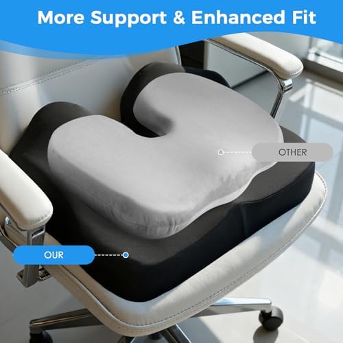 Memory Foam Seat Cushion – Tailbone & Lower Back, Coccyx Support, Office Chair & Car Seat Cushion, Travel & Wheelchair Pad, Breathable, Non-Slip Pressure Ease & Posture Support — view 6