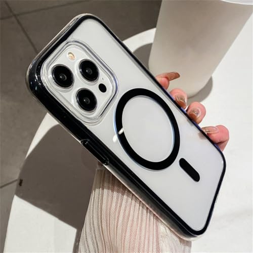 Coque iPhone 13 Pro Max transparente magnétique et rigide avec contour noir premium