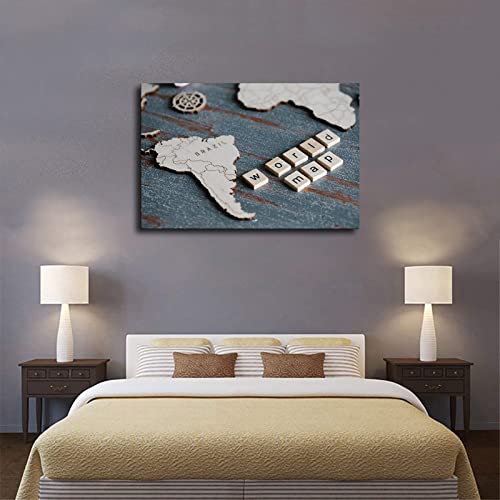 South America Wooden Map Poster Canvas Wall Art Decoration Living Room Kitchen Bathroom Decoration Painting Hd Printing Gift For Men Women (Framed,24×36Inch) #TOP12