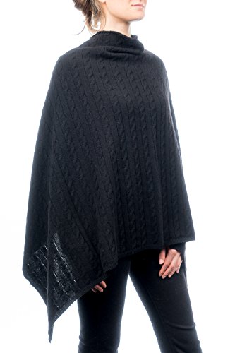 Dalle Piane Cashmere - Poncho mit Zopf aus Kaschmir-Gemisch - für Damen, Farbe: Schwarz, Einheitsgröße Cover