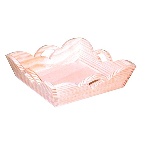 Bandeja de Madera Cuadrada con Ondas. En Crudo, para Pintar. Medidas (Ancho*Fondo*Alto): 15 * 15 * 6 cm.