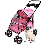 PetHood Co Pink Dog Stroller for Small Pets like Cat Rabbit Bunny Puppies Little Dogs. Double Cat...