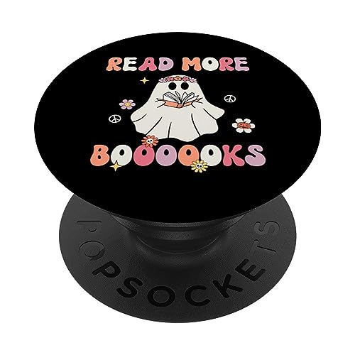 Retro Halloween Ghost Read More Books Cute Book Lover PopSockets PopGrip Adesivo