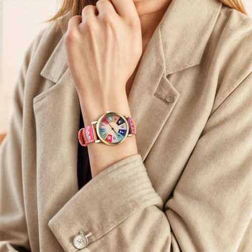 Watches-for-Women-Multicolor-Rainbow-Pattern-Ladies-Watches-PU-Leather-StrapUpgraded-Bohemian-Womens-WatchesWomens-Gift 41AX6aPvzXL
