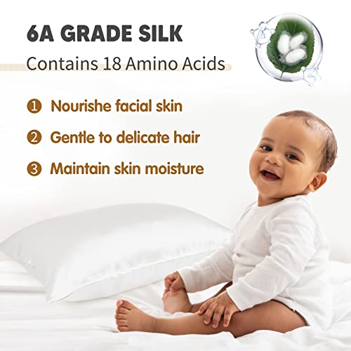 Olesilk Toddler 100% Mulberry Silk Pillowcase, Breathable Soft Smooth For Nursery Kids Night Sleeping, Silk Travel Pillow Cases With Hidden Zipper (1 Pack, Ivory, 13"X18") #TOP3