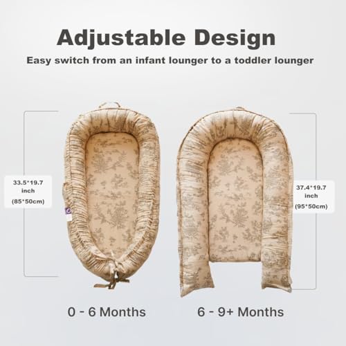 Image of Infant Lounger, Baby Nest Cover for Baby Girls & Boys, Newborn Essentials for Baby 0-12 Months, 100% Cotton Breathable (Poem Muslin)