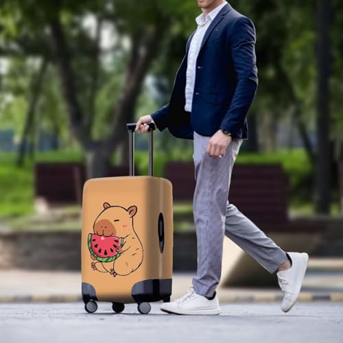 Image of Mumeson Capybara Watermelon Travel Luggage Cover, Suitcase Protect Stretch Baggage Case Protective Washable Fit 18-32 Inch Luggages