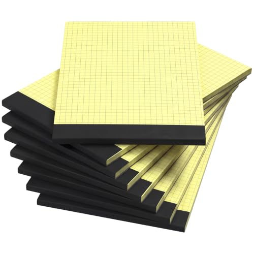 Jetec 8 Pcs Small Graph Paper Notepad 5 x 8 Inch Mini Notebook Double Sided Memo Pads Back to School Supply Pocket Notepad Assorted Colors 50 Sheets Graph Paper Notebook (Black)