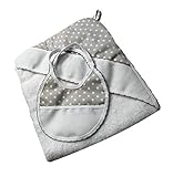 toallas de bebe bordadas Pack de 2 elementos, 1 CAPA DE BAÑO (TOALLA) + 1 BABERO