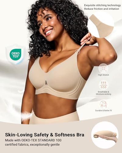 Comfortable Wireless Everyday Bras for Women Seamless Full Coverage T-Shirt Bra Breathable Support Brassiere4