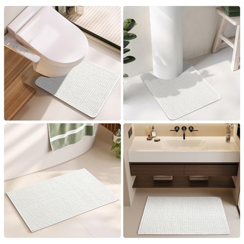 TYUU Large Bathroom Rugs Non Slip Washable Bath Rugs Super Absorbent Bathroom Rug Thin Quick Dry Low Pile Bath Mats, White 36"x60" by TYUU - Used condition - Image 7