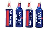 Michelob Ultra Live Ultra 16oz Aluminum Slim Bottle Coolie Cooler Can Huggie Set of 4