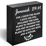Christian Decor Wood Sign Desk Decor Rustic Motivational Bible Verse Jeremiah 29 11 Wooden Sign for Home Office Living Room Church Kitchen Bedroom Bathroom Table Shelf Religious Gifts -A10