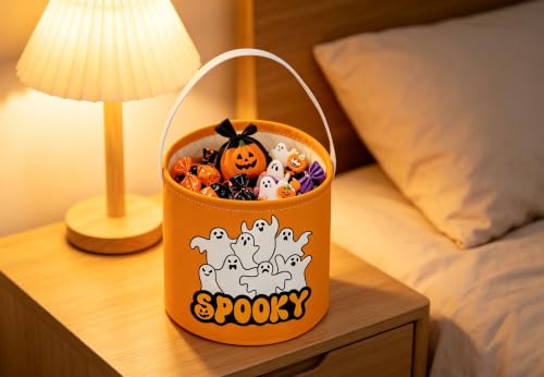 Image of Halloween Basket Ghost Storage Bins Gift Basket (Yellow Ghost)