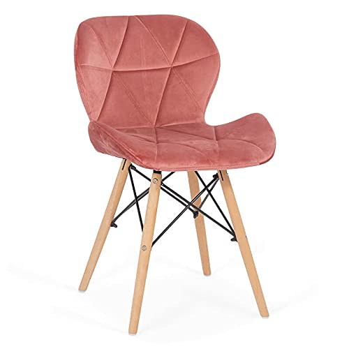 Finch Fox Eames Replica Modern Velvet Dining Chair for Cafe Chair, Side Chair, Living Room Chair in Pink Color-image-17