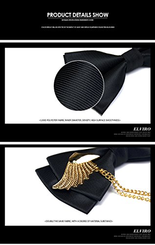 Manoble Men's Adjustable Metal Wings Two Layer Neck Bowtie Bow Tie (Black) #TOP6