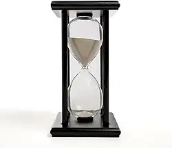 Temporizador de Ampulheta de Madeira 60 Minutos com Areia Branca para Decoração e Alívio do Estresse