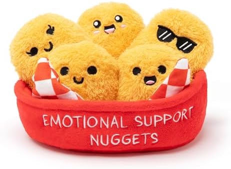 Emotional Support Chicken Nuggets by Relatable, Cuddly Stuffed Animals and Toys, Squishy Toys and Plushies, Great Gift Ideas for Loved Ones of All Ages, Includes 5 Plushies with Carrying Basket - View 3