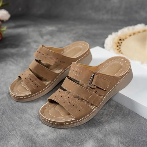 Wedge Sandals for Women Dressy Arch Support Platform Low Heel Slippers Comfortable Casual Breathable Beach Shoes3