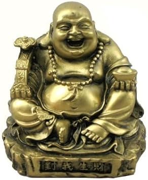 Gold Laughing Happy Small Buddha Statue Figurine for Lucky Home Decor Gift