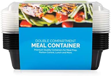 THIS LEAN 2 Compartment Meal Prep Containers [10-Pack] for Food Storage. Free Recipe & Portion Size Guide Included. Dishwasher, Freezer and Microwave Safe. Reusable Bento Lunch Box.