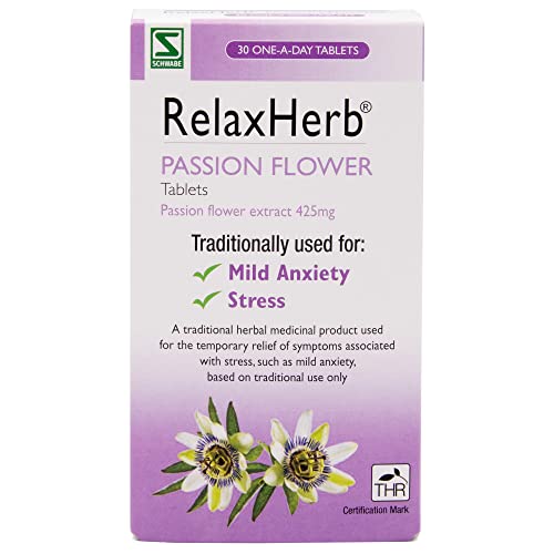 Schwabe Pharma - RelaxHerb - Passion Flower Extract 425g - Traditionally Used for the Relief of Low Mood - Traditional Herbal Medicinal Product - 30 Tablets
