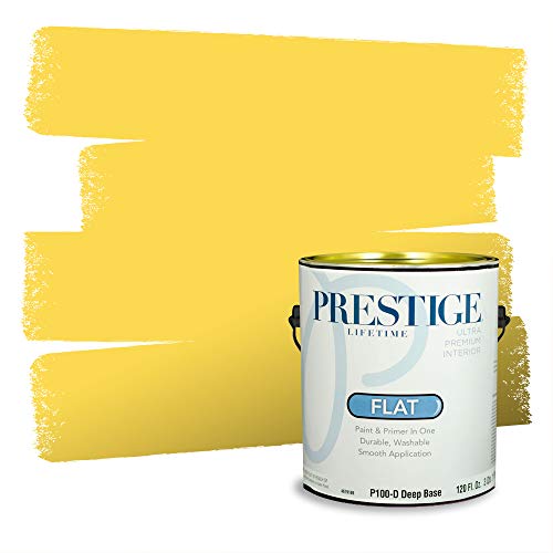 PRESTIGE P100-D-3008-1BVP Interior Paint and Primer in One, 1-Gallon, Flat, Comparable Match of Valspar Sweet Mustard, 1 Gallon, VS107-Sweet