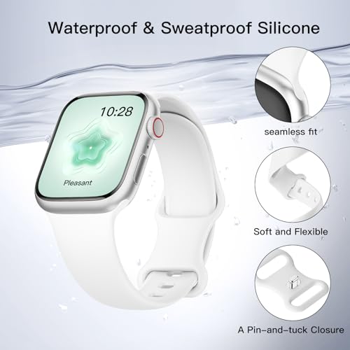 Pulseiras esportivas de silicone compatível com Apple Watch séries 9, 8, 7, 6, 5, 4, 3, 2 e 1 de 40