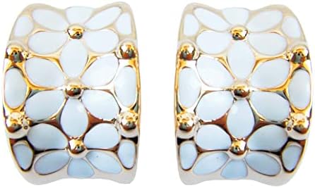 Navachi 18k Gold Plated Square Rainbow White Enamel Omega Az1936o Earrings