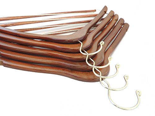 Quality Hangers Wooden Hangers Beautiful Sturdy Suit Curved Hangers Great for Travelers Heavy Duty Coat Hanger with Locking Bar Gold Hooks (5 Pack) by Quality Hangers - Image 3