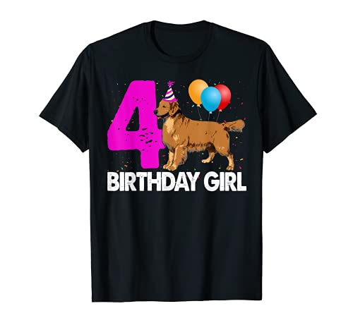 Happy Birthday Girl 4 Shirts Golden Retriever Dog Tees Mujeres Camiseta