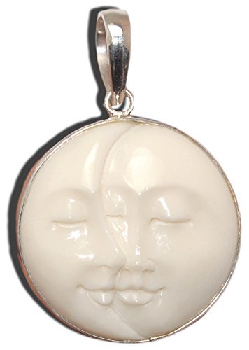 Lovers Sun Moon Face Bali 925 Sterling Silver Pendant - Unique Handmade Artisan Designer Jewelry #TOP4